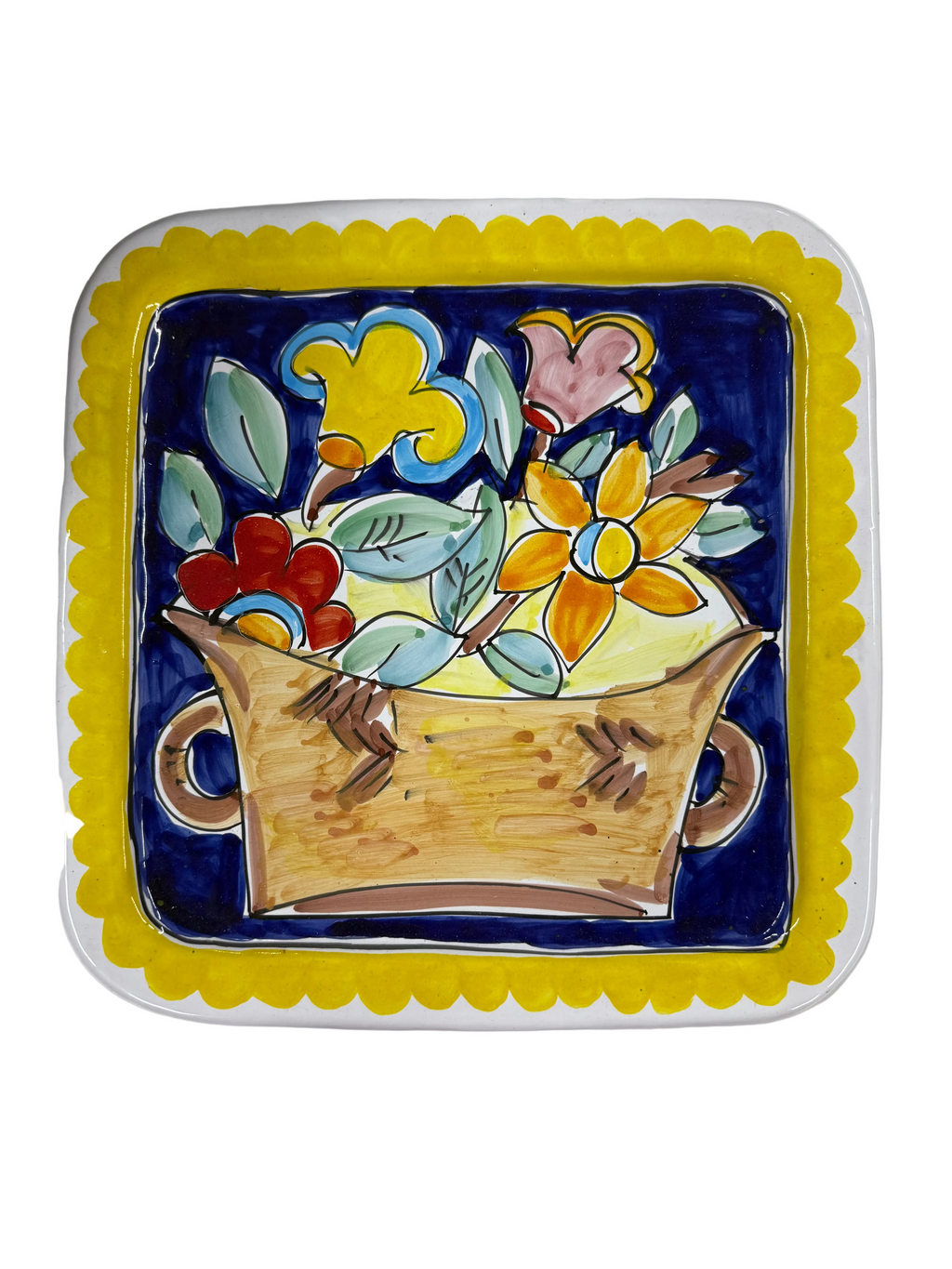 Hand-painted Floral Ceramic Serving Dish