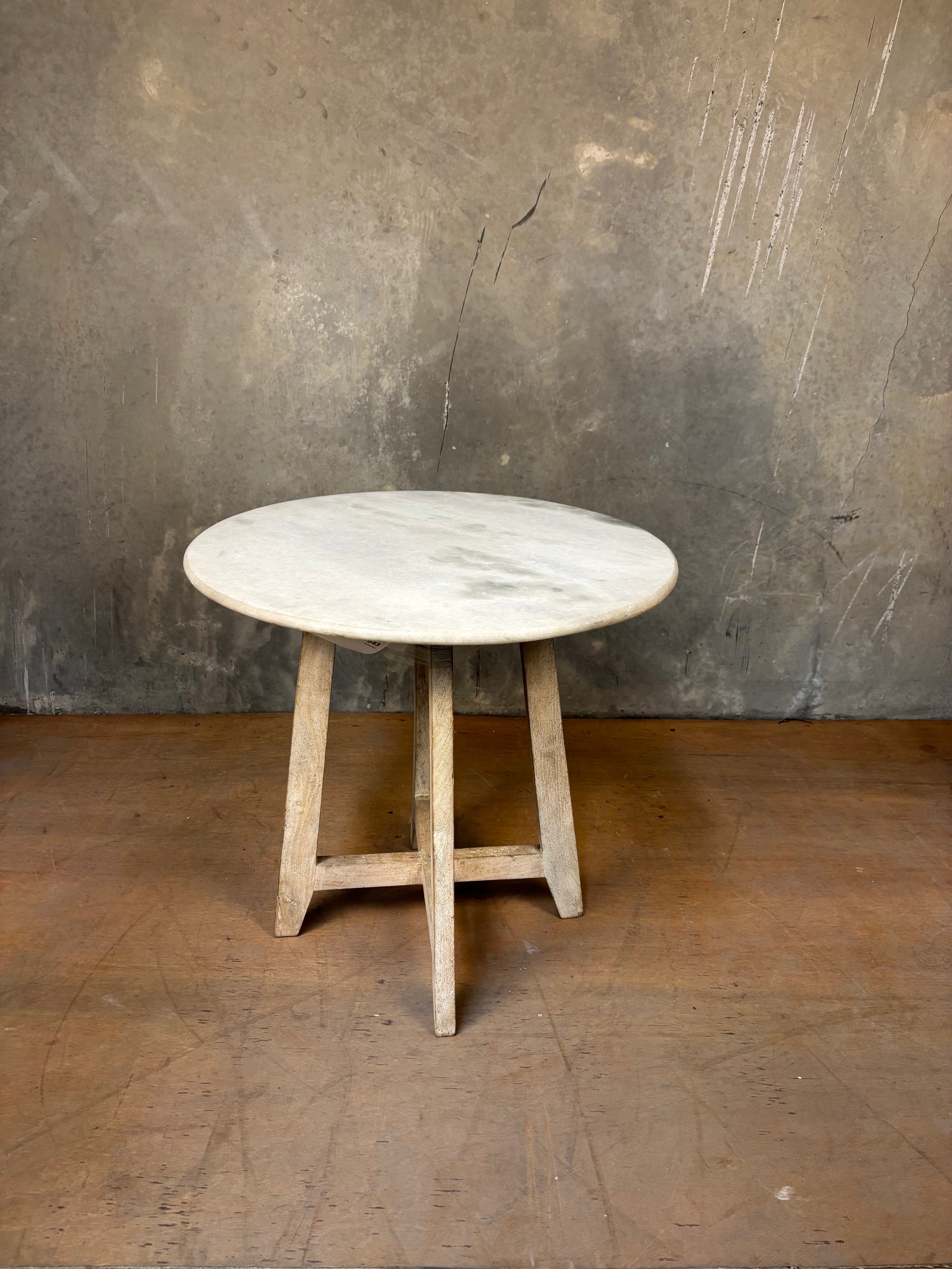 Irving Marble and Timber Round Side Table