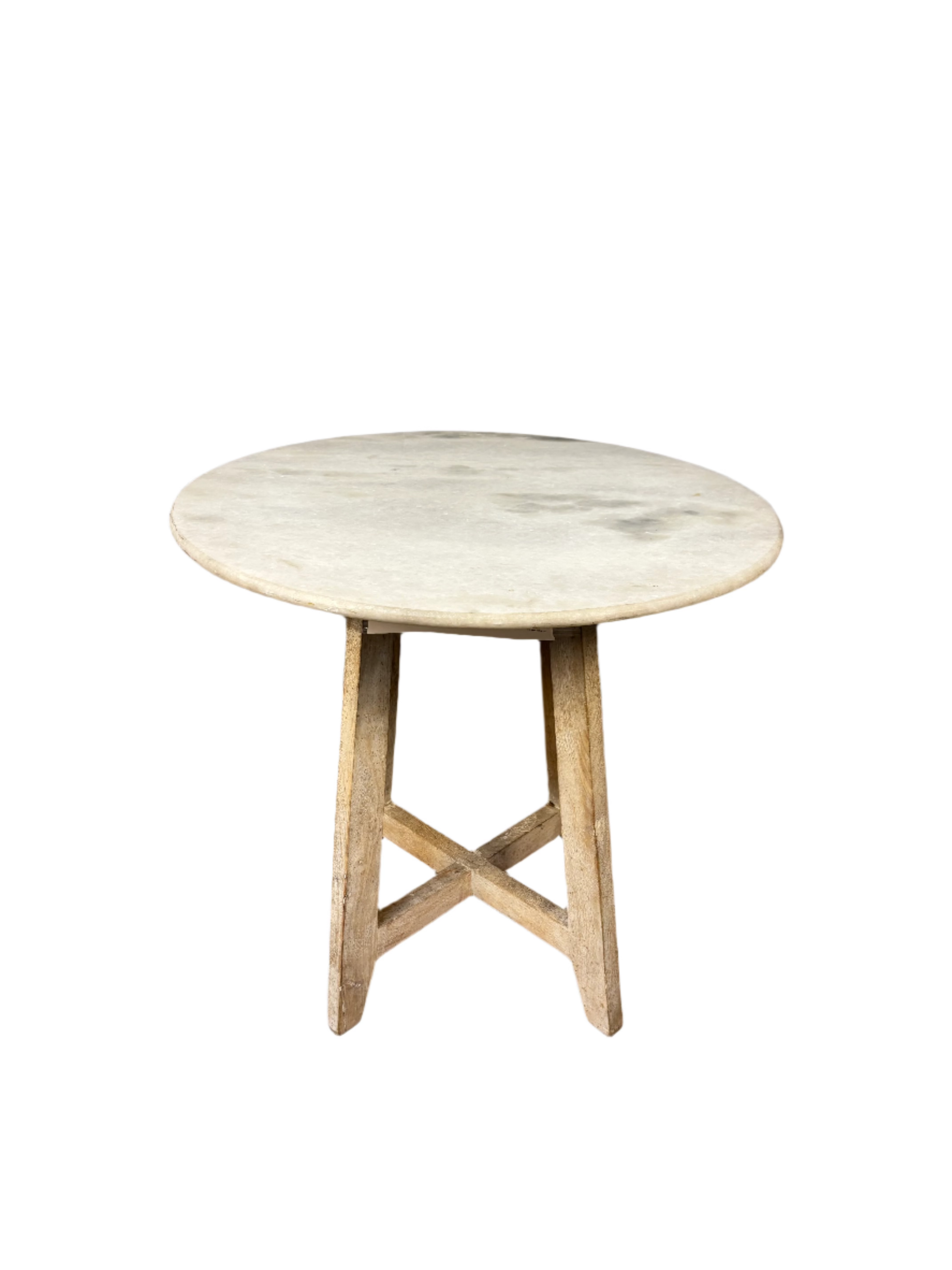 Irving Marble and Timber Round Side Table