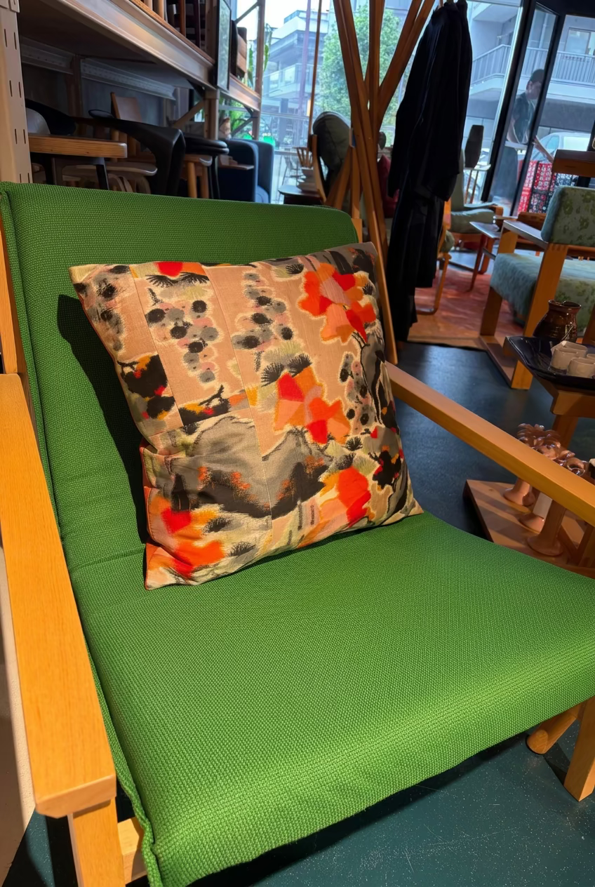 Planet Vintage Japanese Abstract Floral Cushion