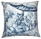 Linen Toile de Jouy Chinoiserie-style Cushion