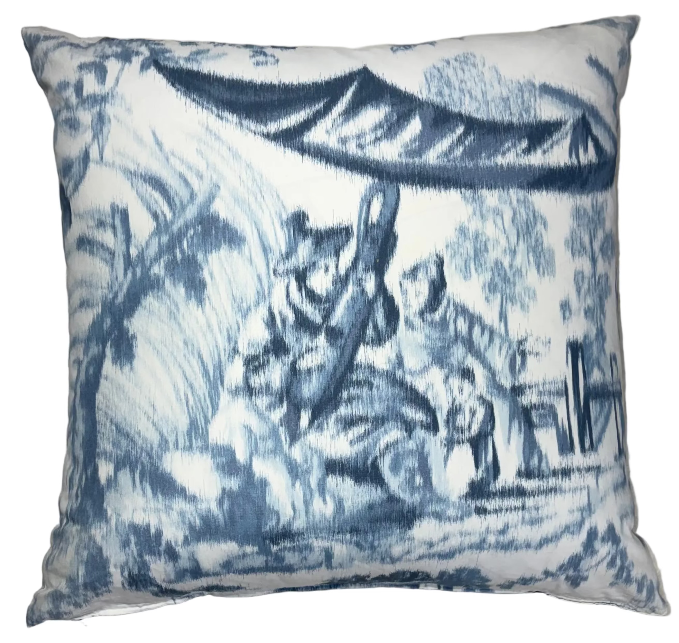 Linen Toile de Jouy Chinoiserie-style Cushion