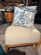 Linen Toile de Jouy Chinoiserie-style Cushion