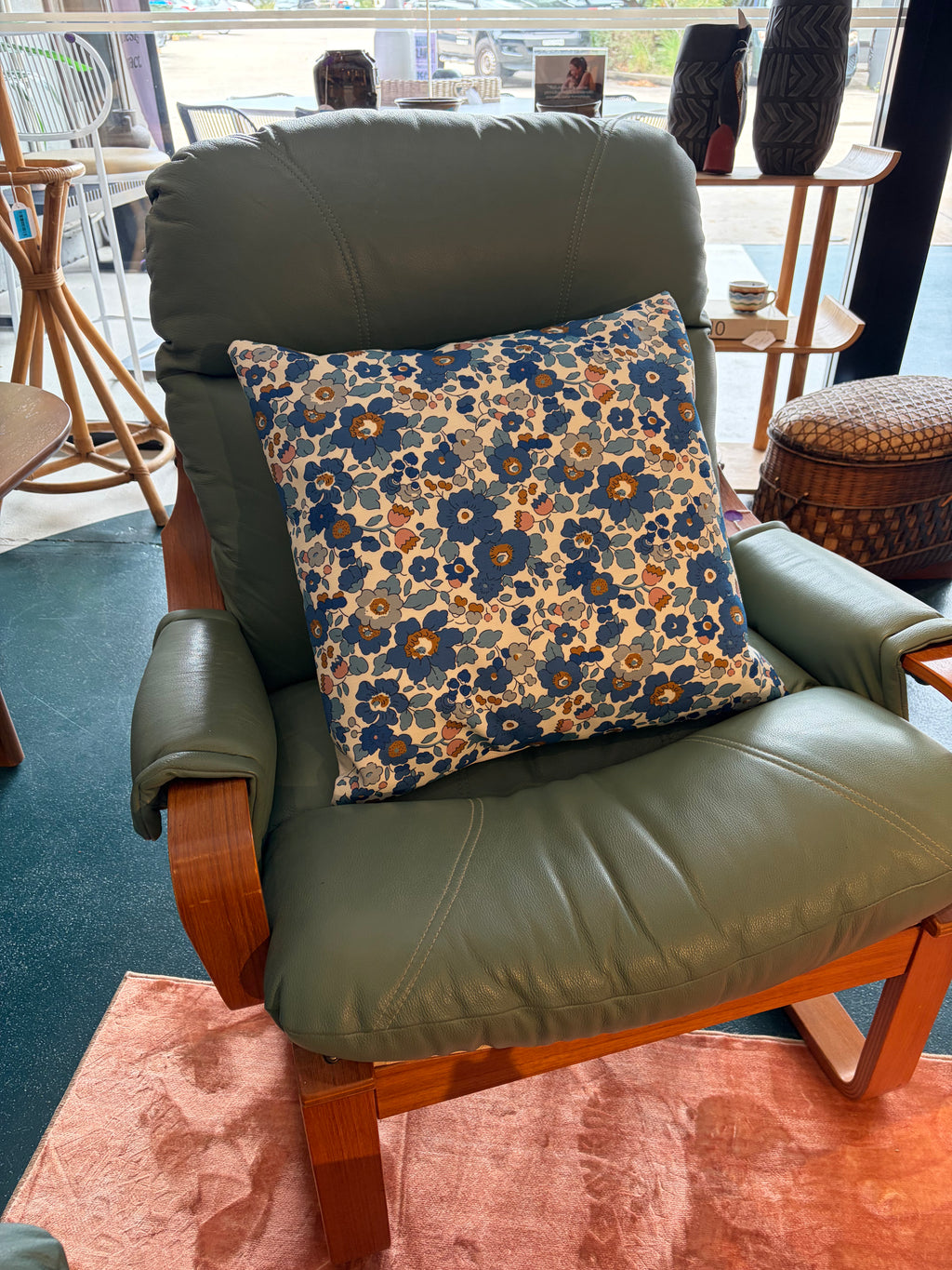 Blue Floral Liberty-style Cushion