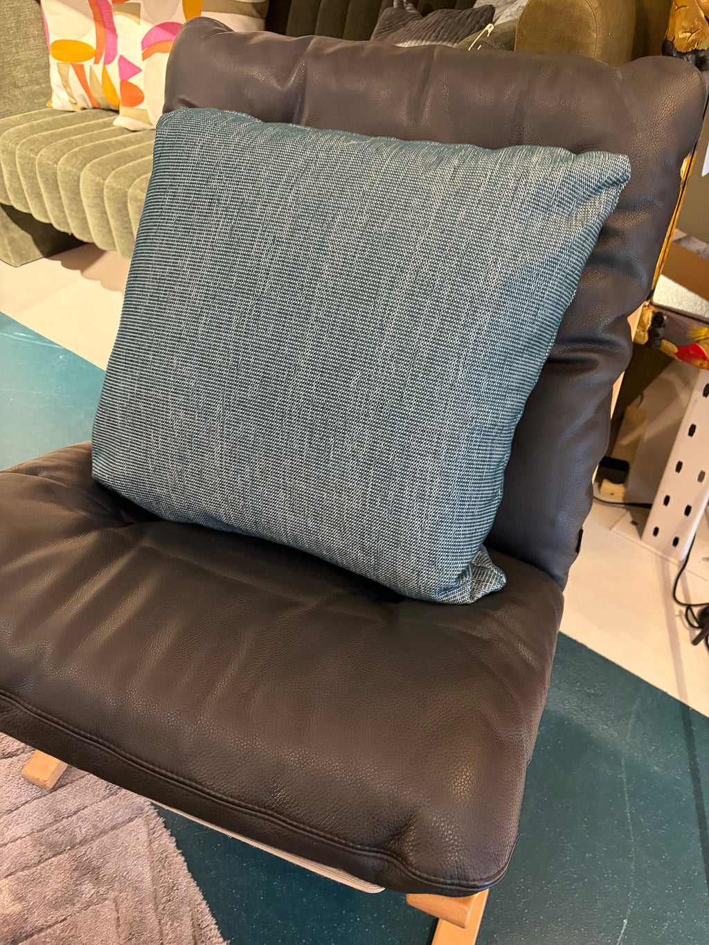 Textured Blue Throw Cushion