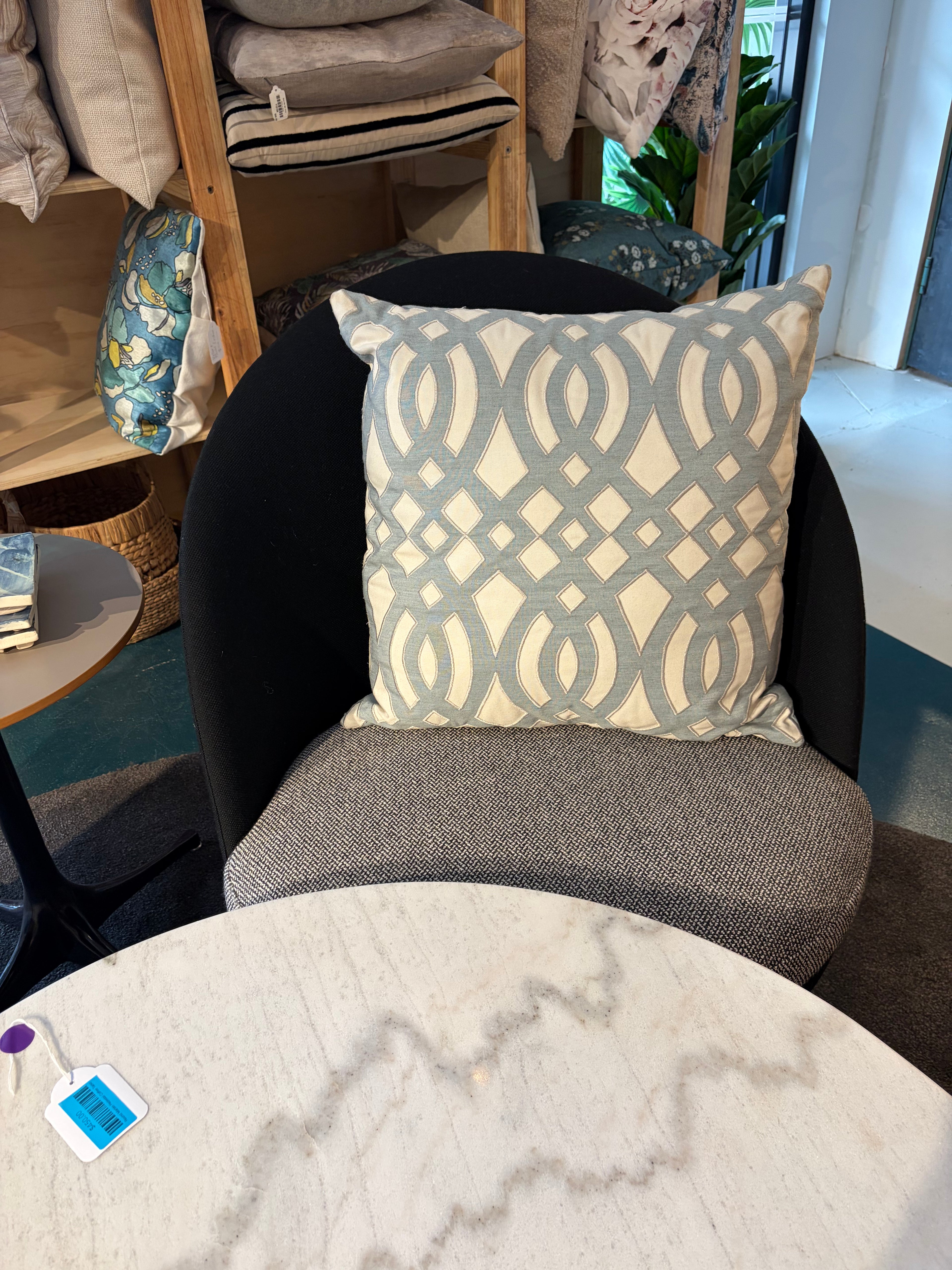 Blue Duck Egg Trellis Design Throw Cushion