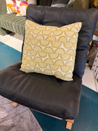 Olive Green Scalloped Design Throw Cushion