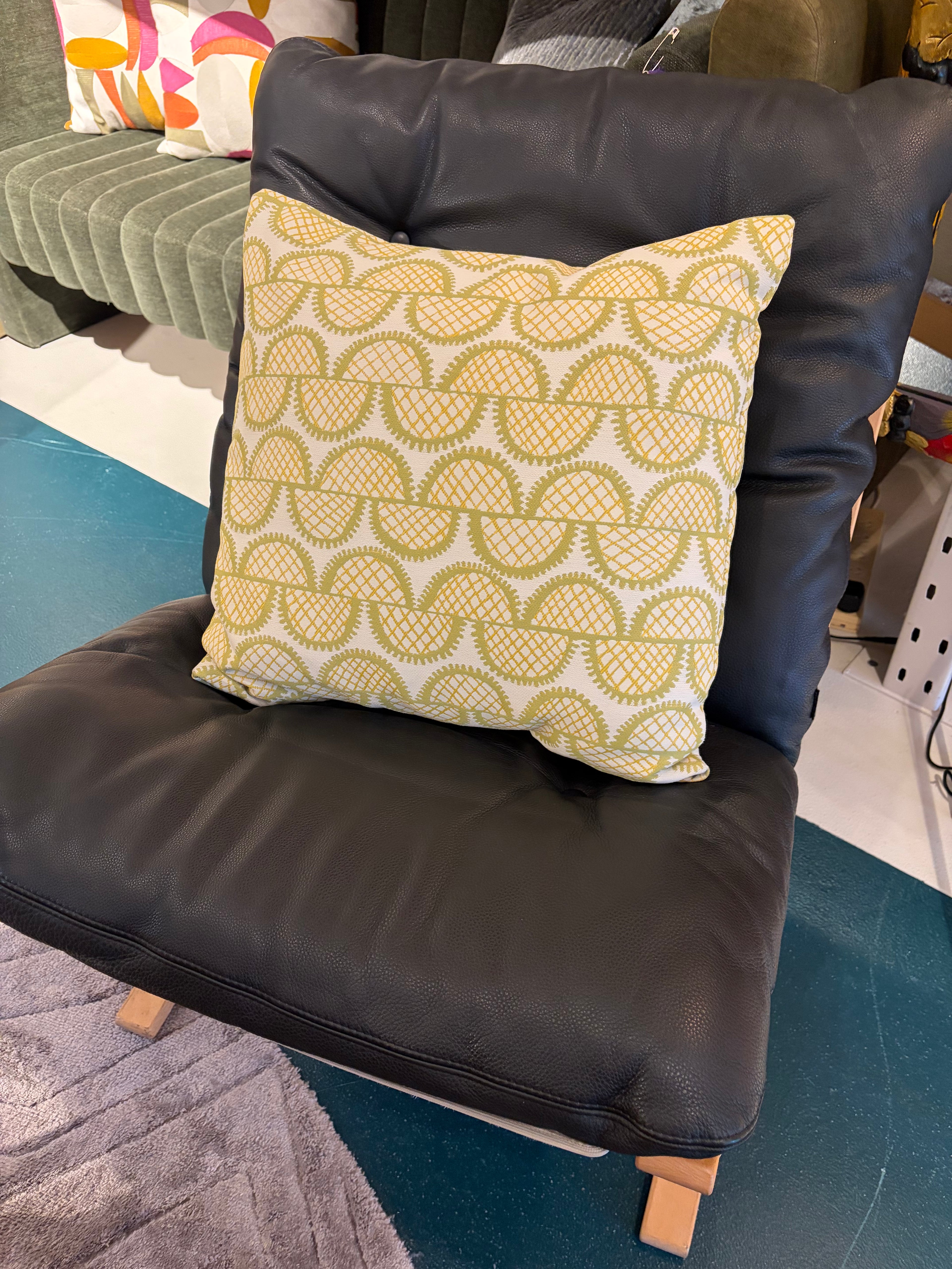 Olive Green Scalloped Design Throw Cushion
