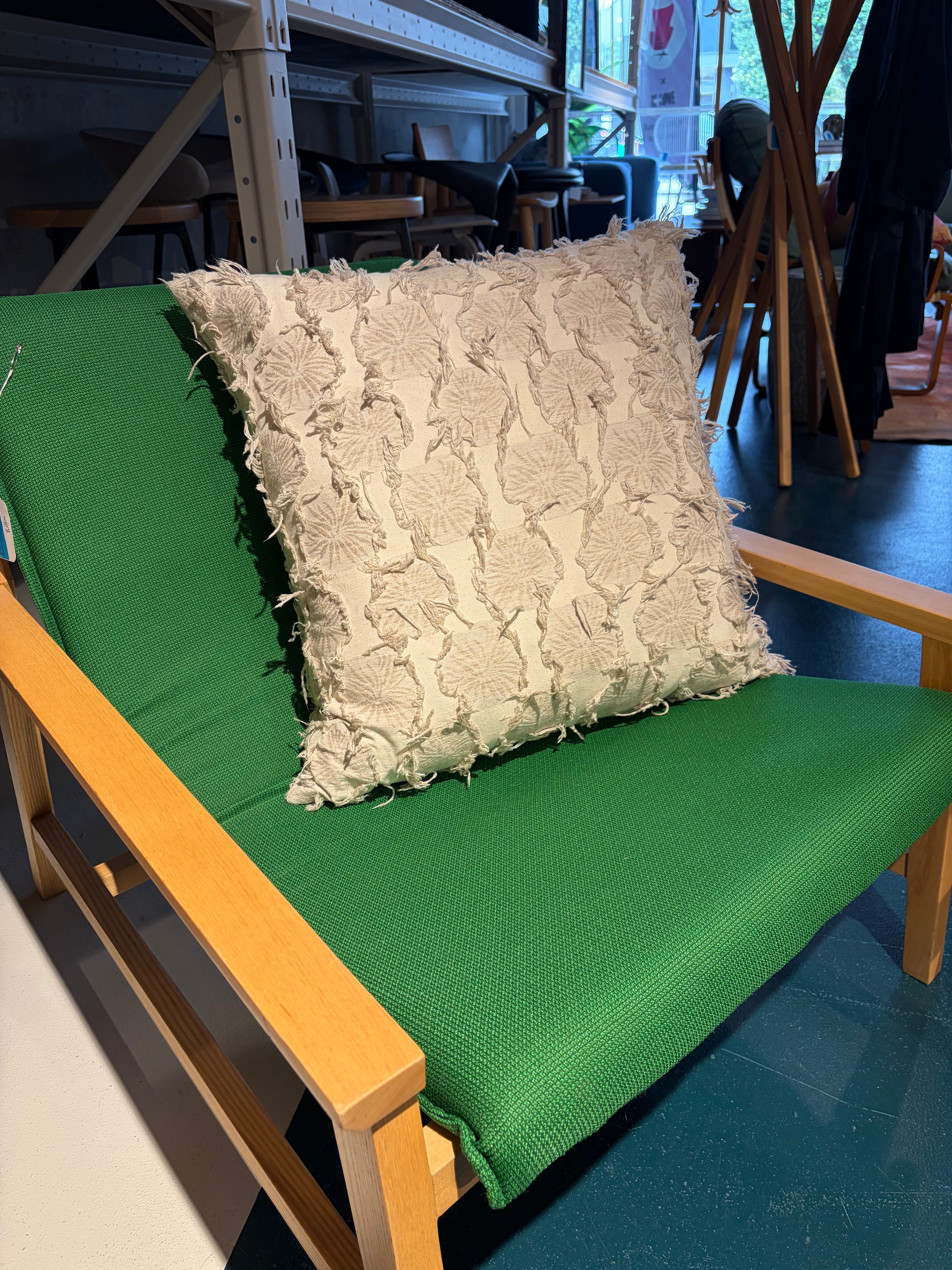 Beige Jacquared Linen Cotton Cushion