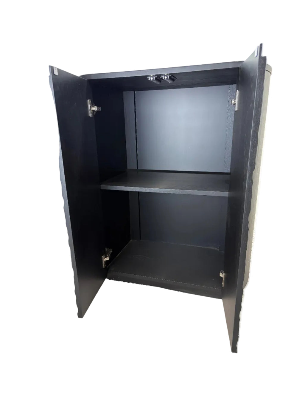 Black Wooden Cabinet with Honeycomb Textured Doors
