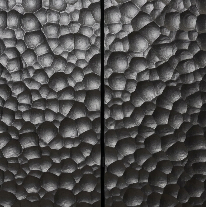 Black Wooden Cabinet with Honeycomb Textured Doors