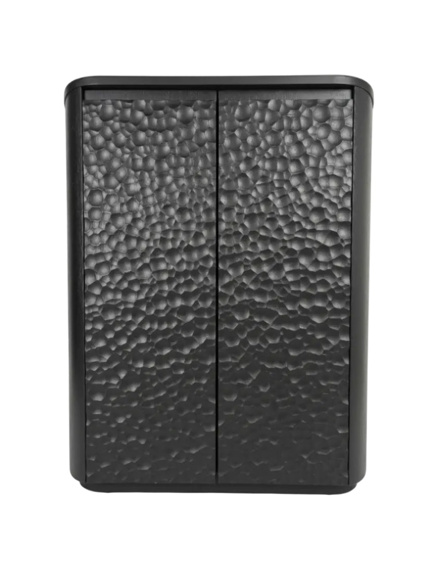 Black Wooden Cabinet with Honeycomb Textured Doors