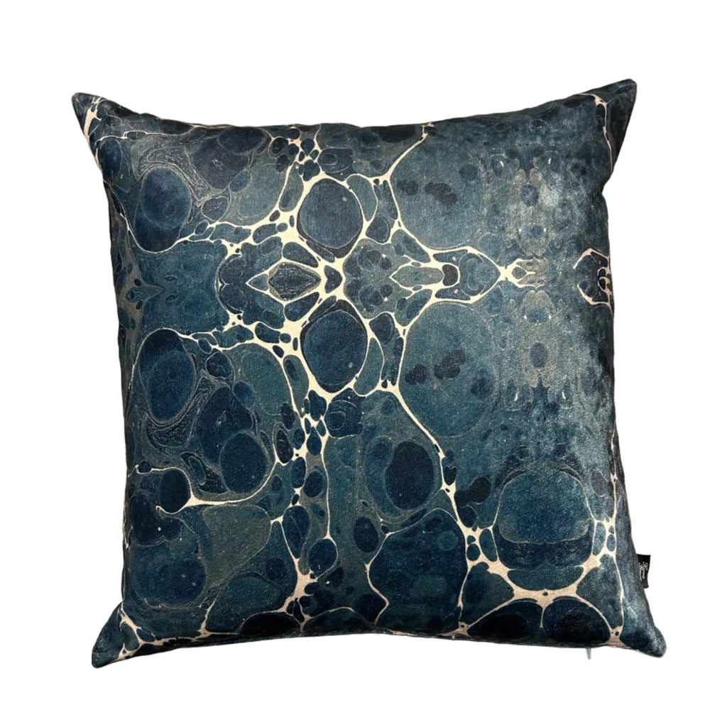 Mystic Blue Velvet Cushion by Kerrie Brown
