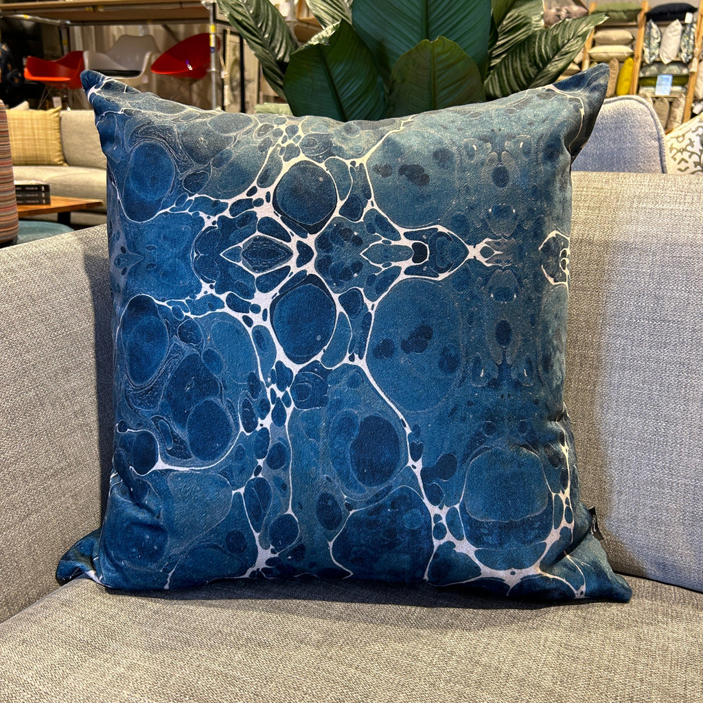 Mystic Blue Velvet Cushion by Kerrie Brown