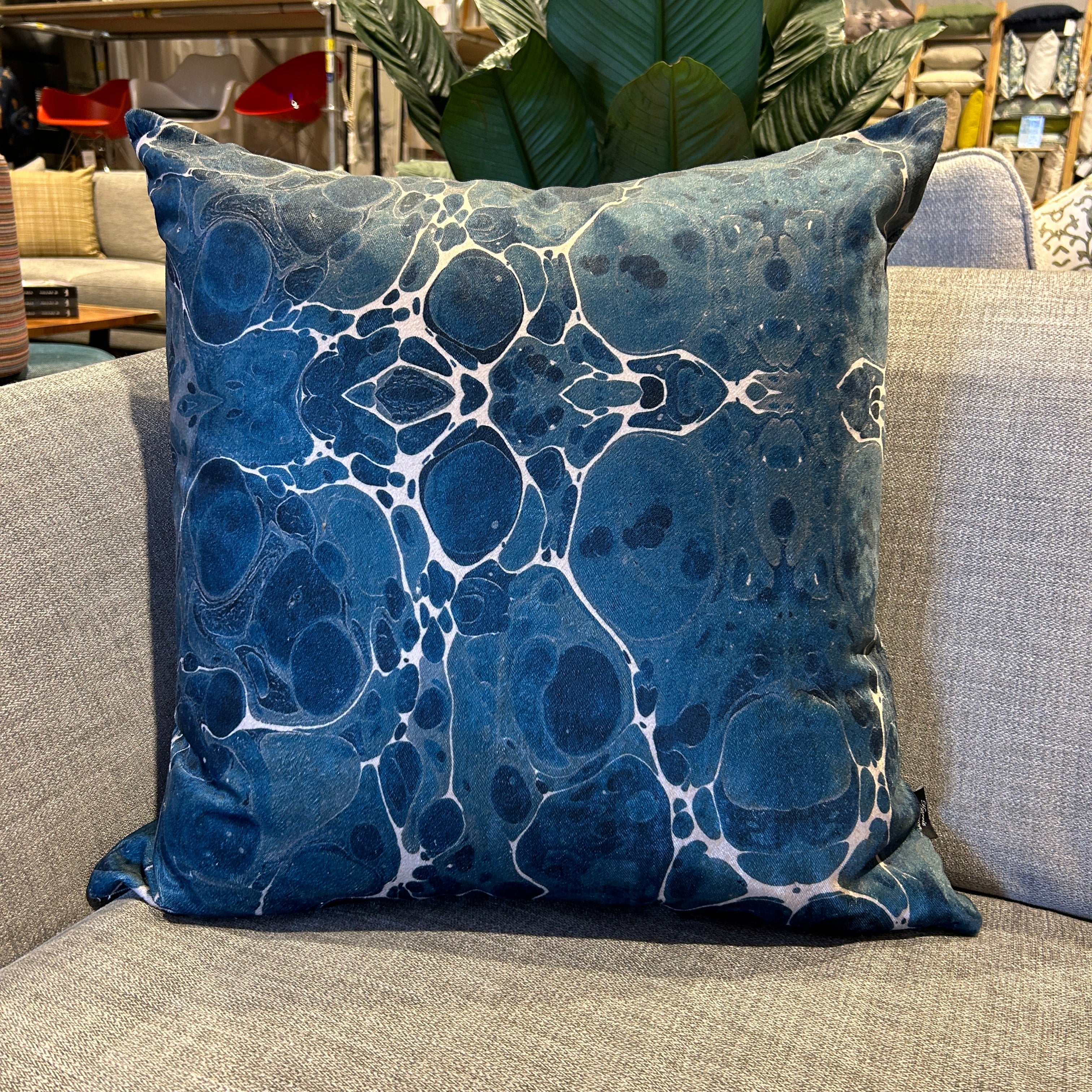 Mystic Blue Velvet Cushion by Kerrie Brown