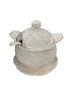 Japan Vintage White Cabbage Soup Tureen with Ladle with Underplate