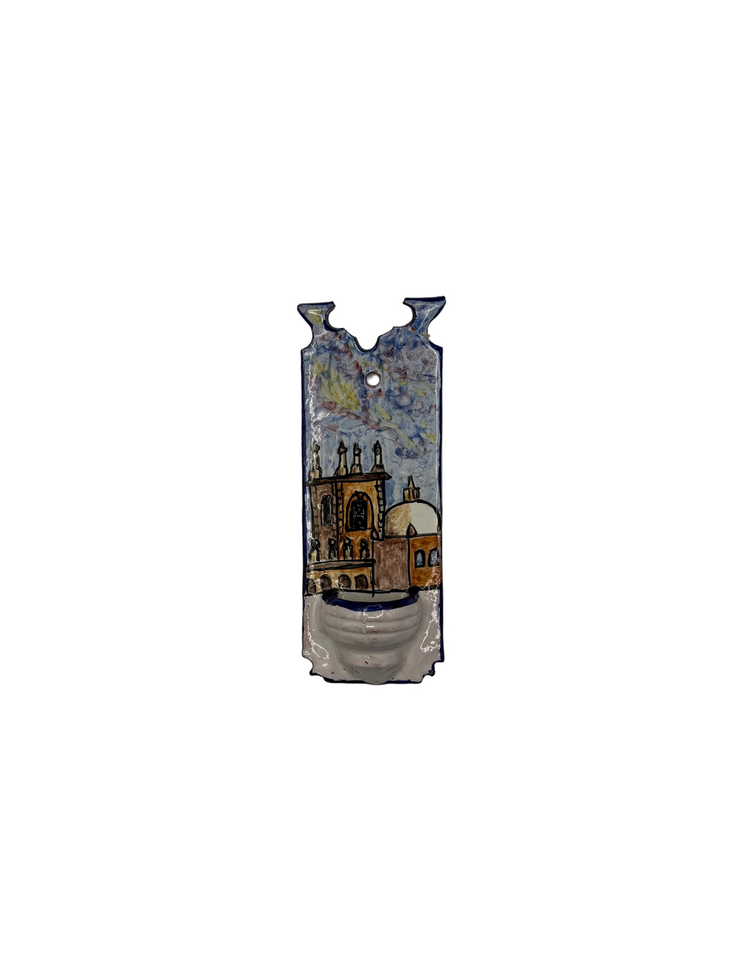 Hand-Painted Ceramic Wall Hanging Candle Holders Set of 2