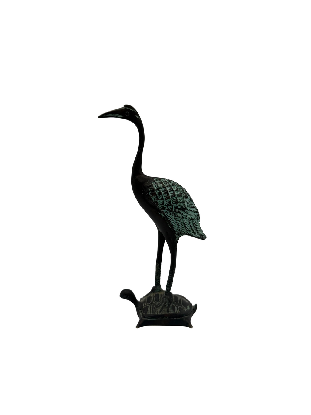 Vintage Chinese Bronze Crane And Turtle Statue