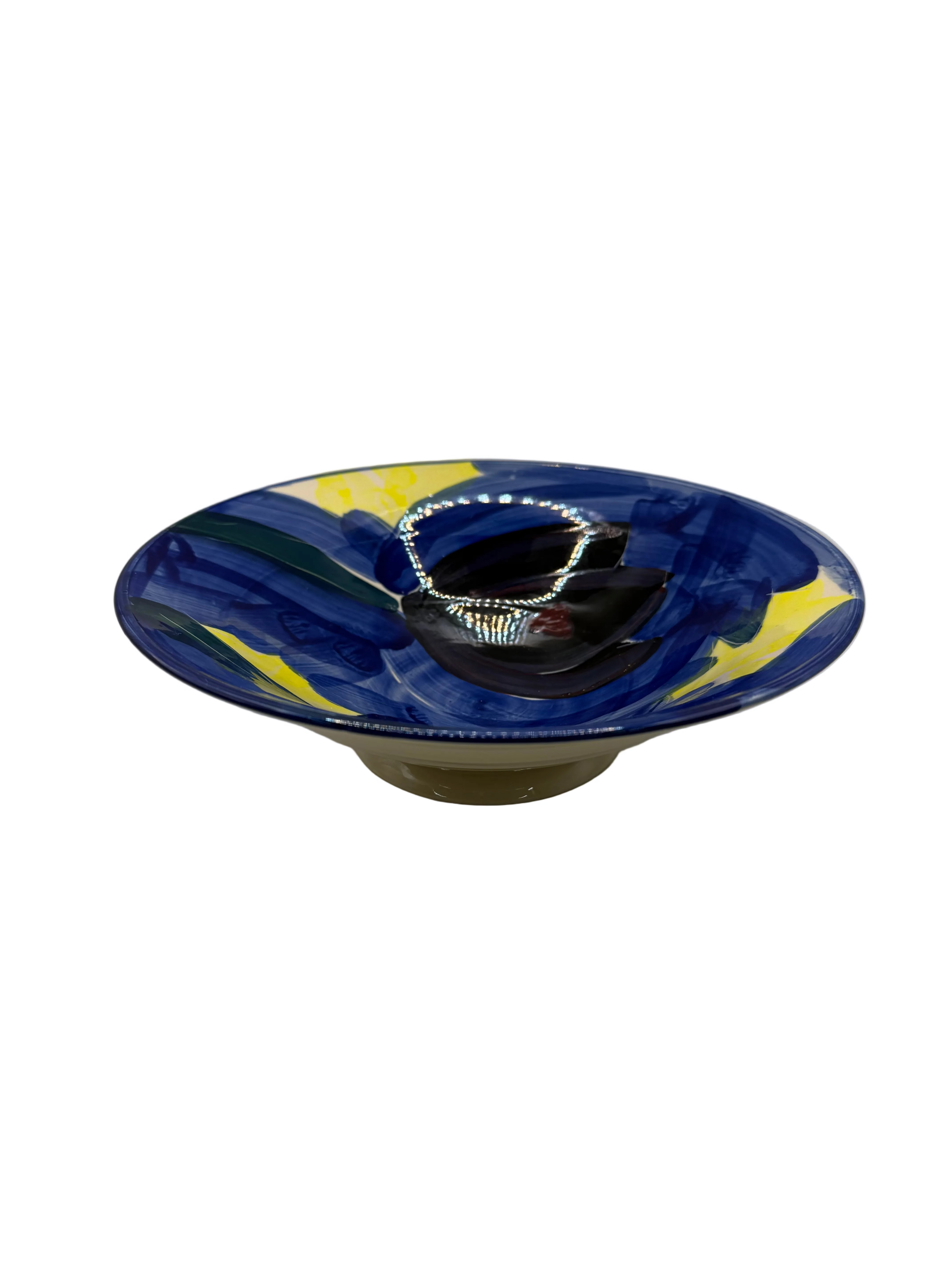 80's Style Handpainted Ceramic Floral Bowl