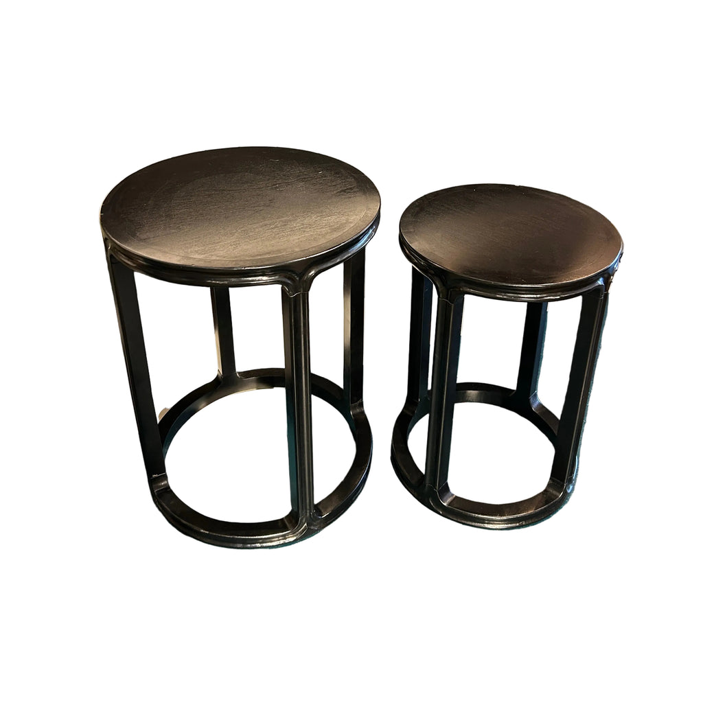 Black Wood Nesting Side Tables Set
