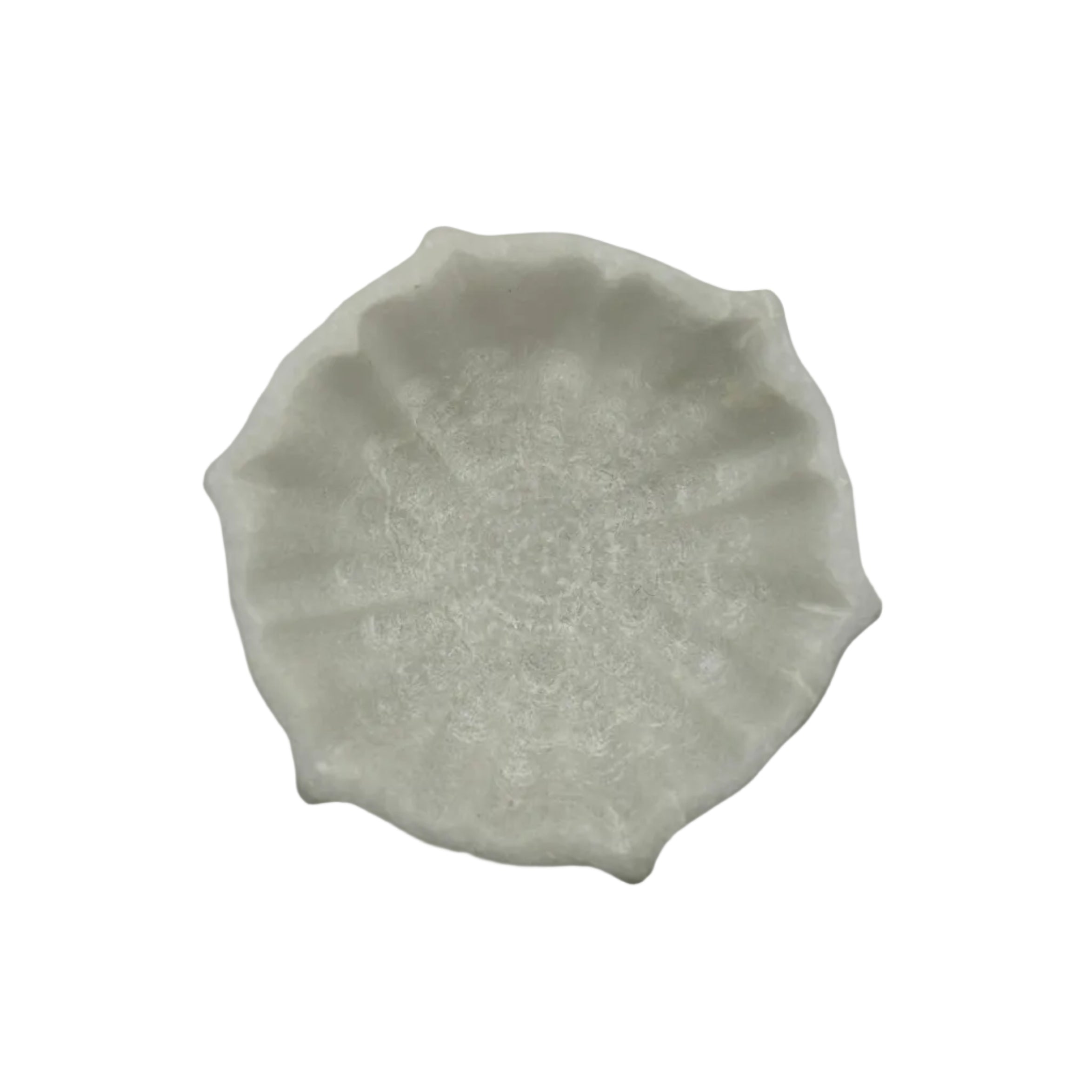 Scalloped White Marble Small Ramekin