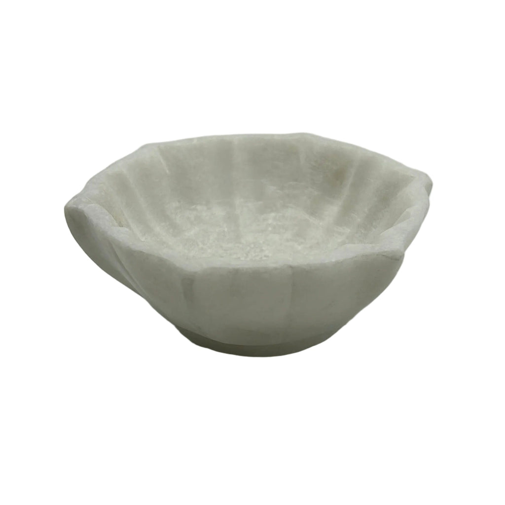 Scalloped White Marble Small Ramekin