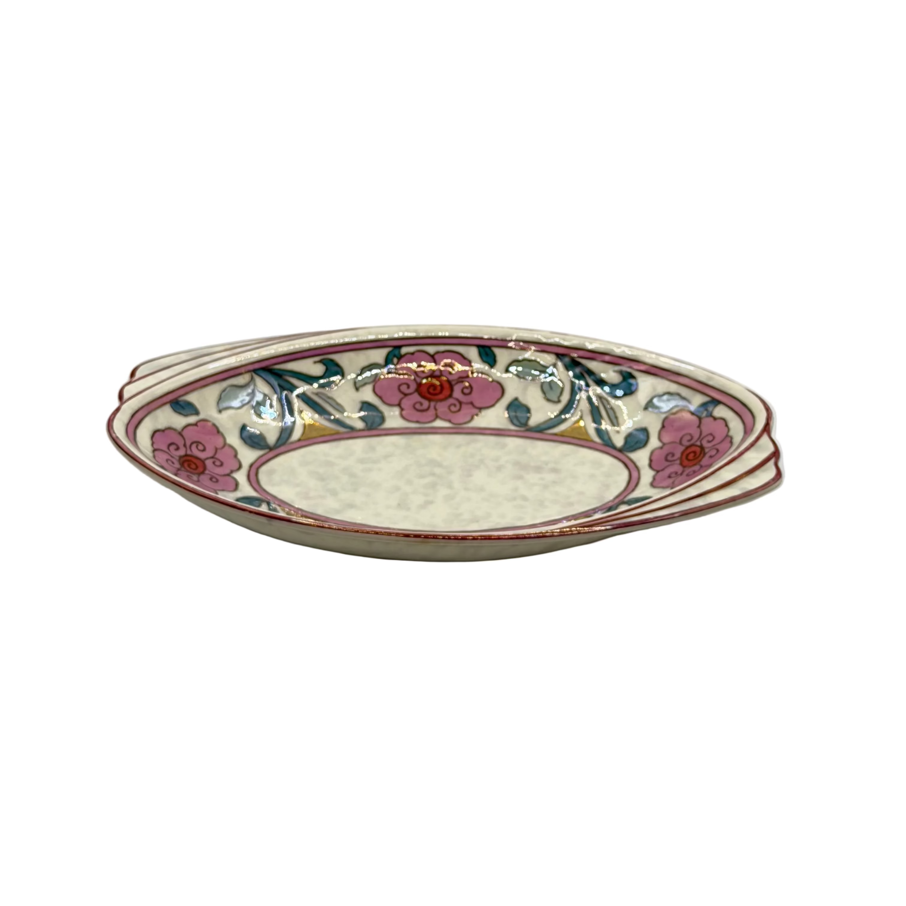 Crown Ducal Oval Dush in Pink and Green Lustre Design Pattern 6567