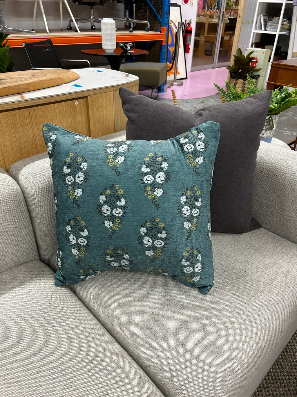 Teal Meadow Floral Cushion