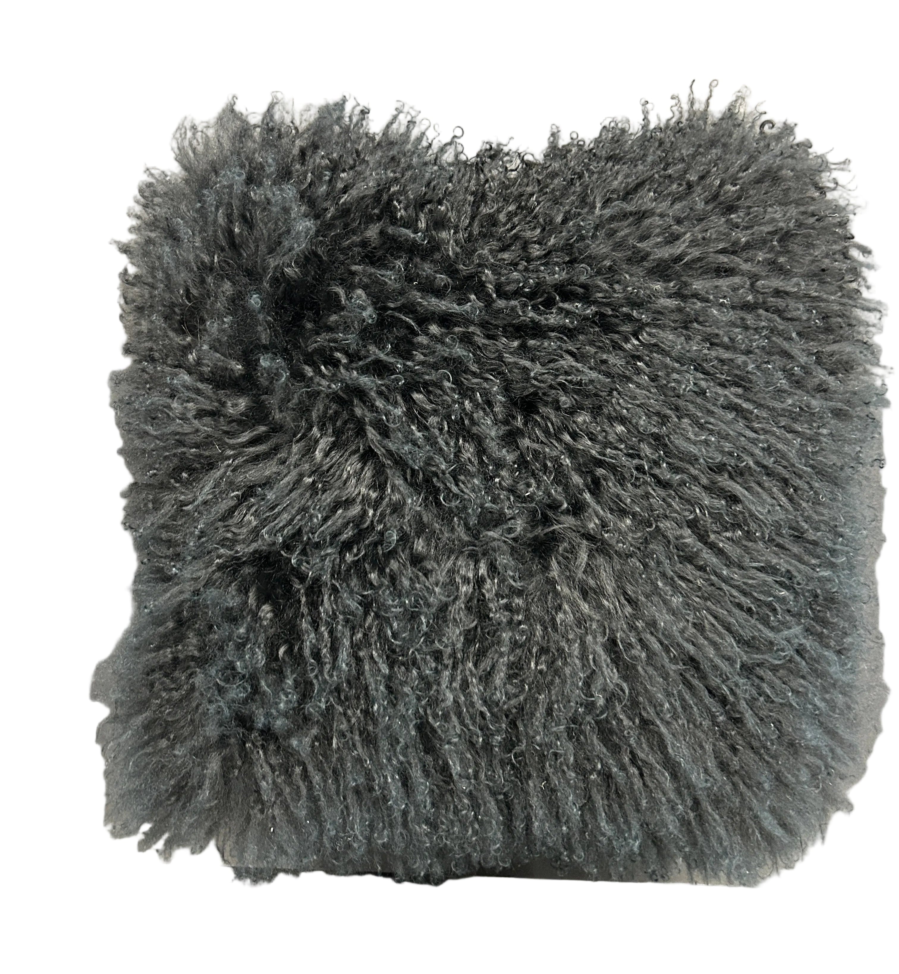Plush Black Sheepskin Cushion