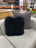 Plush Black Sheepskin Cushion