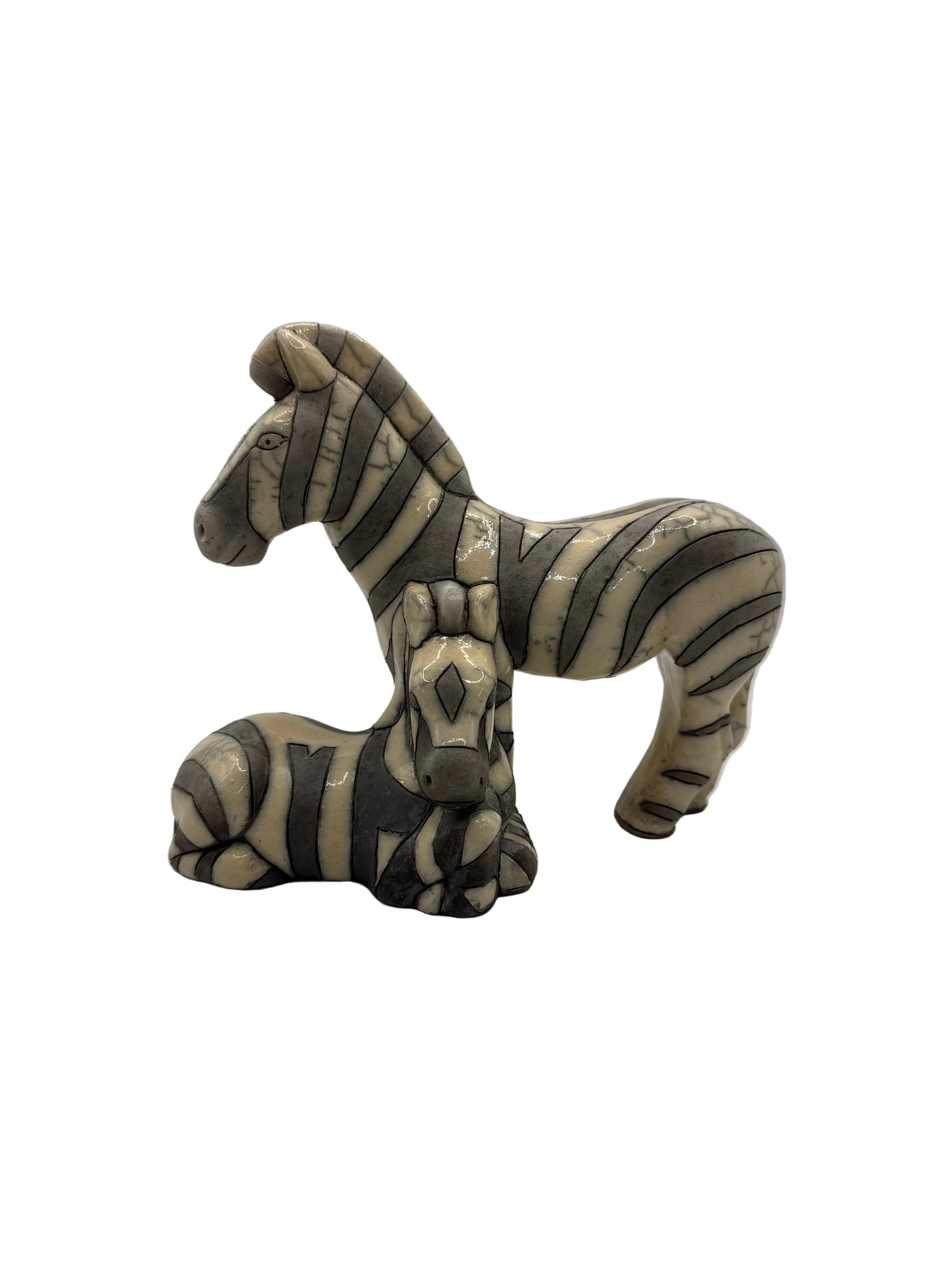 Handcrafted Zebra & Foal Figurine