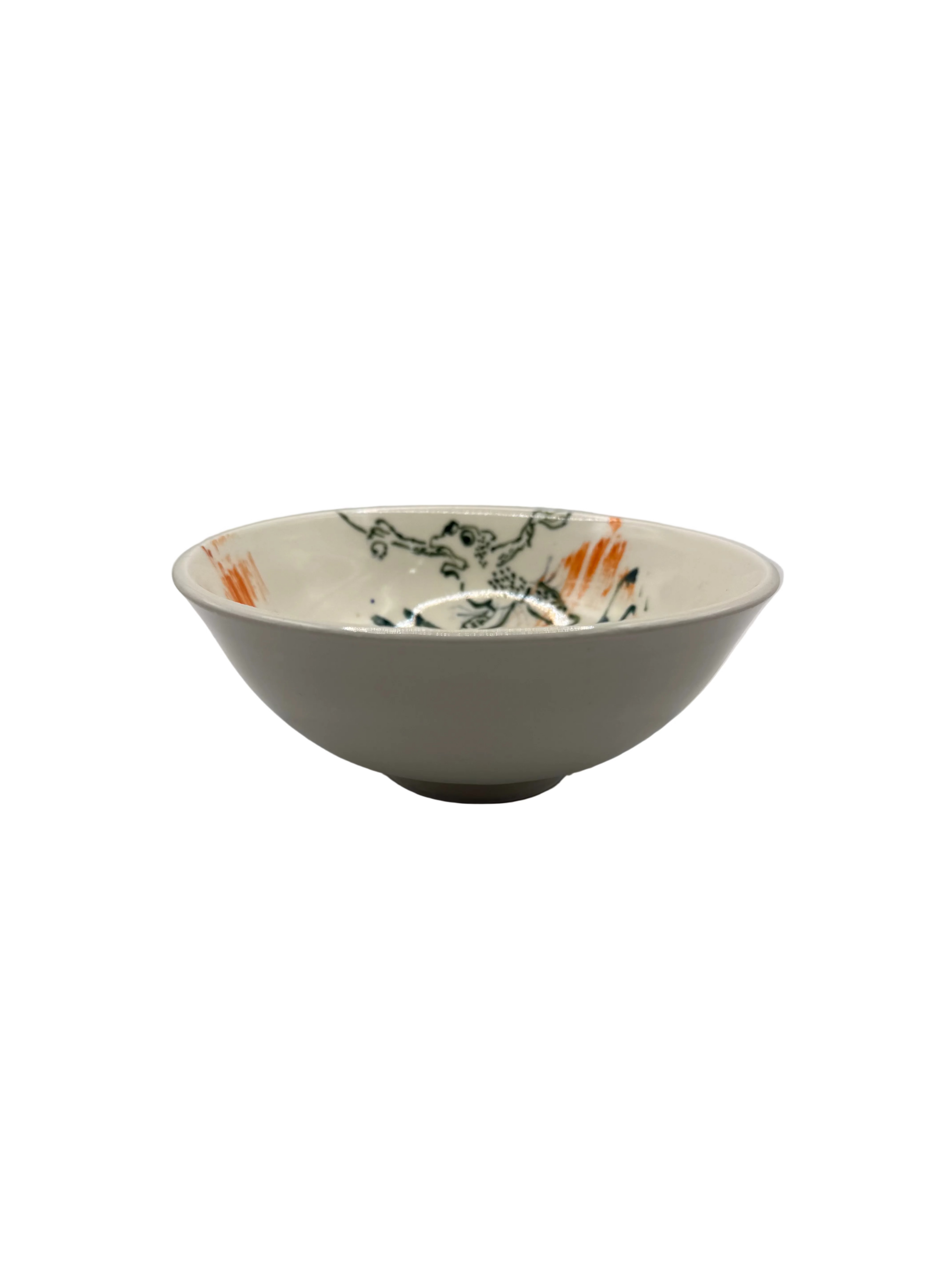 Hand-painted Ceramic Bowl, Frog Design