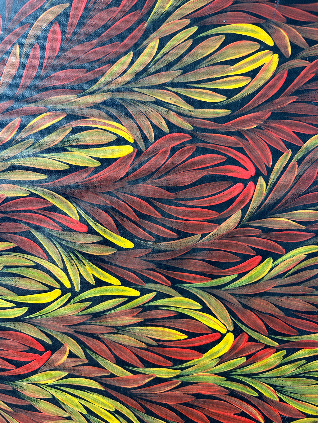 Bush Medicine Leaves I Framed Acrylic On Canvas by Julie Ann Pepperill - Aboriginal Art