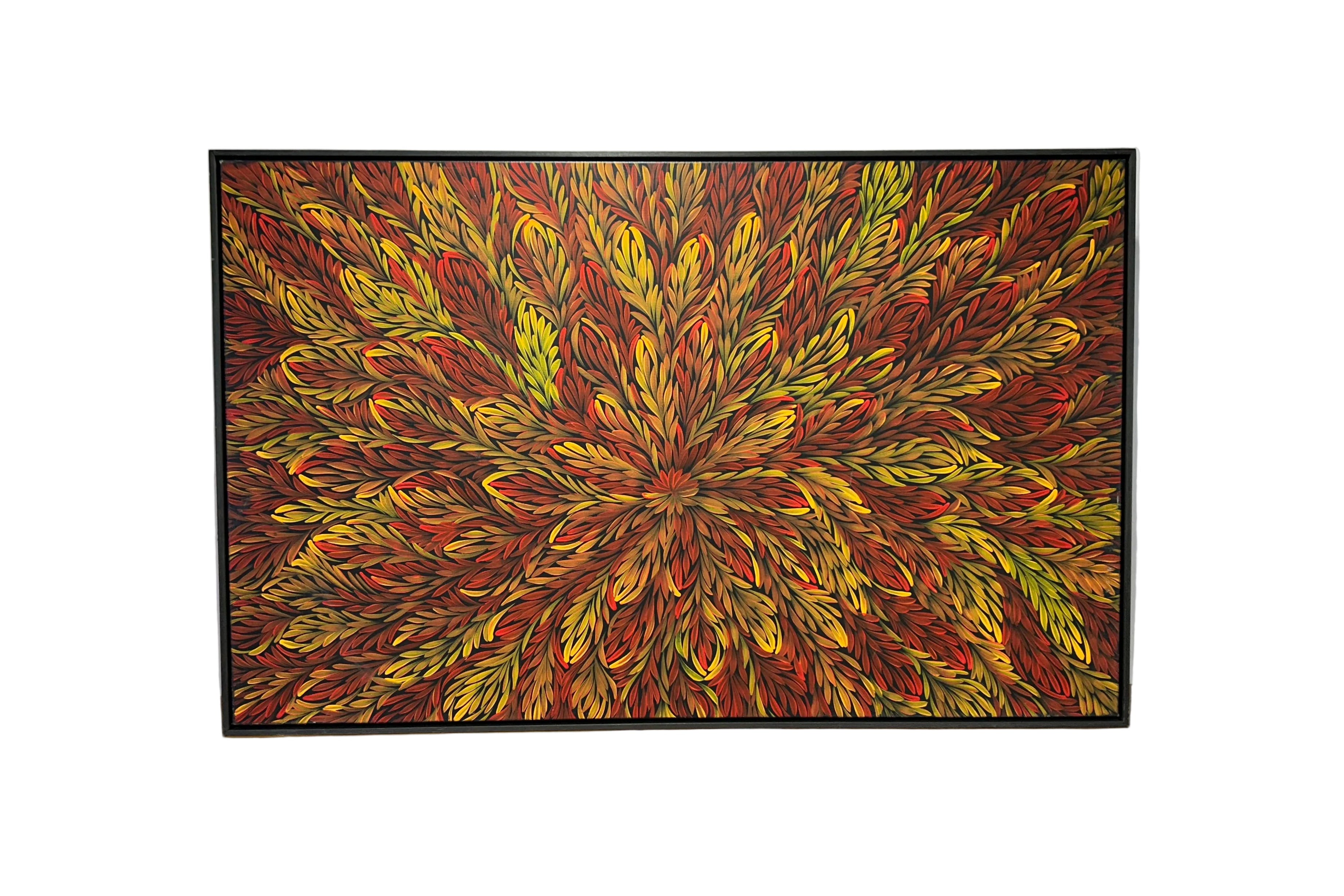 Bush Medicine Leaves I Framed Acrylic On Canvas by Julie Ann Pepperill - Aboriginal Art