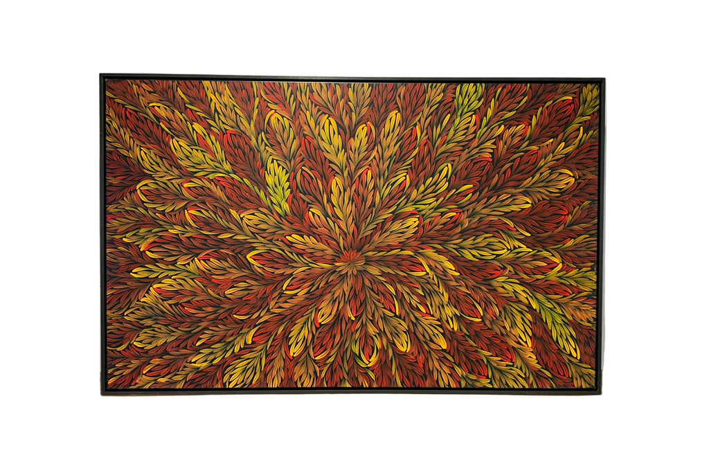 Bush Medicine Leaves I Framed Acrylic On Canvas by Julie Ann Pepperill - Aboriginal Art