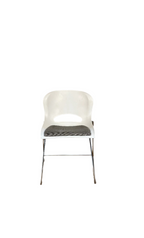 "O Chair" style chair with padded seat - white + grey cushion