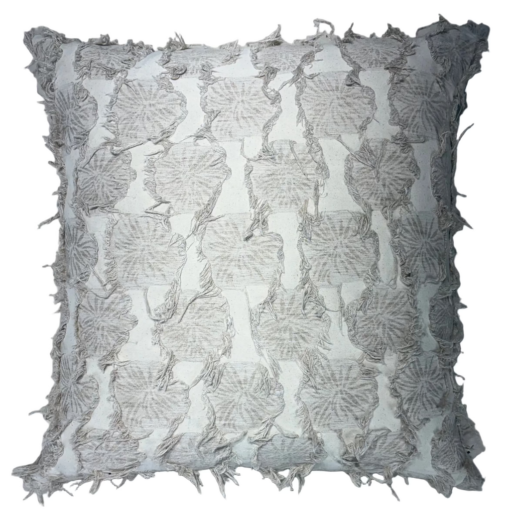 Beige Jacquared Linen Cotton Cushion