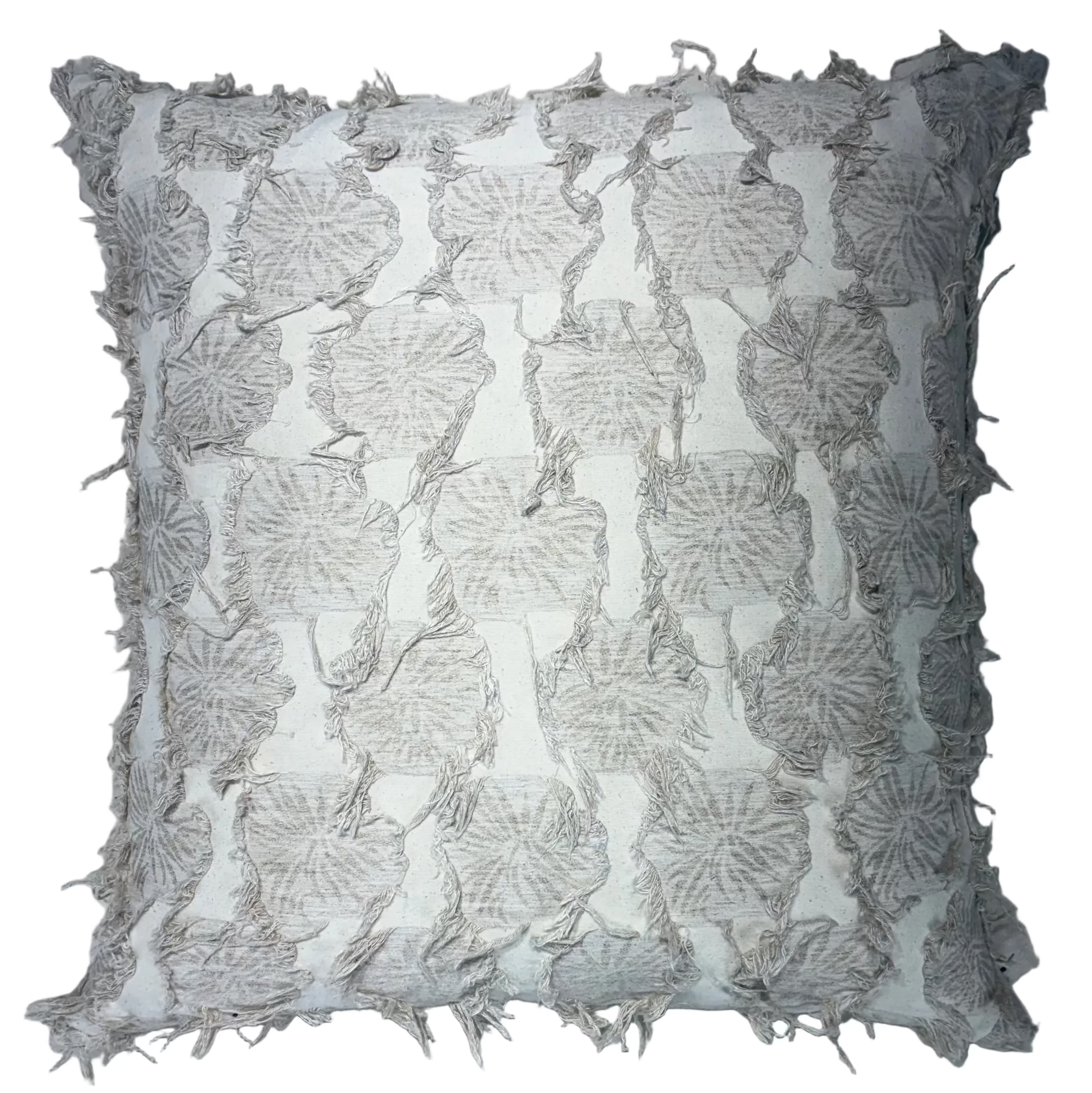 Beige Jacquared Linen Cotton Cushion