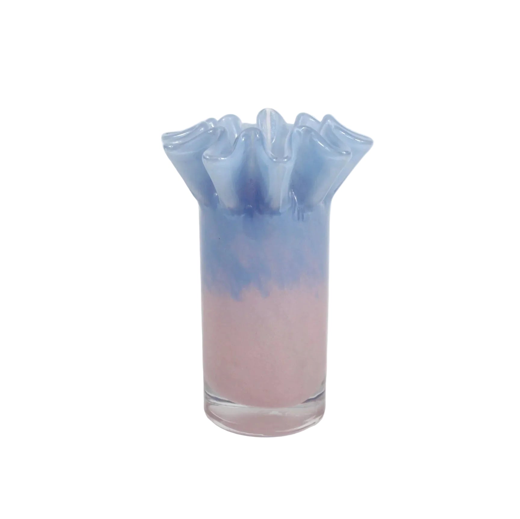 Small Pastel Glass Vase with Ruffled Rim