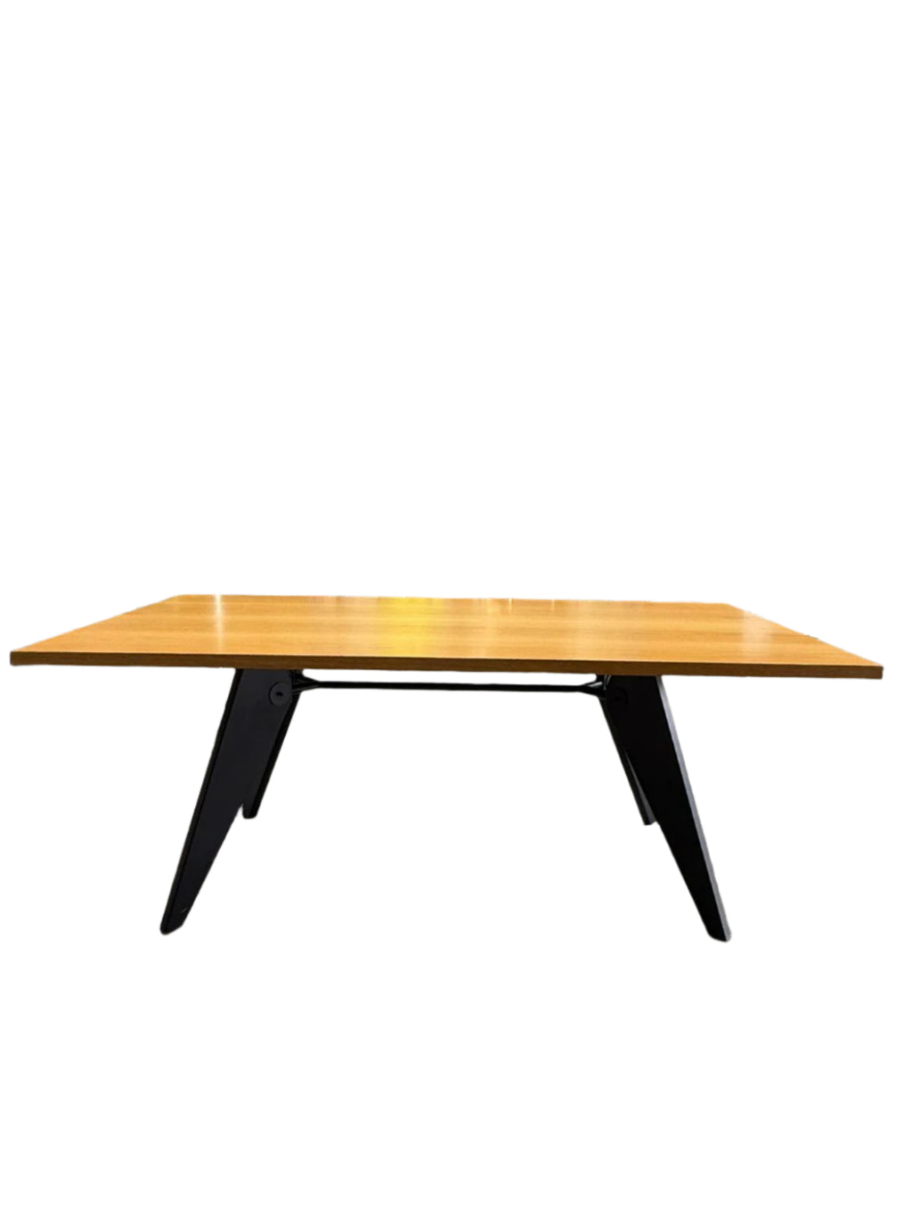 Contrast Timber Top with Black Tapered Leg Table