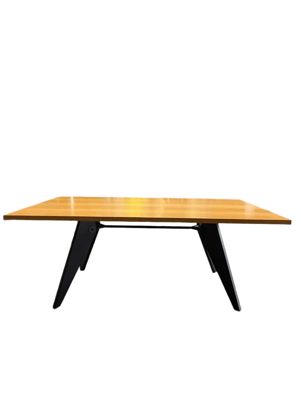 Contrast Timber Top with Black Tapered Leg Table
