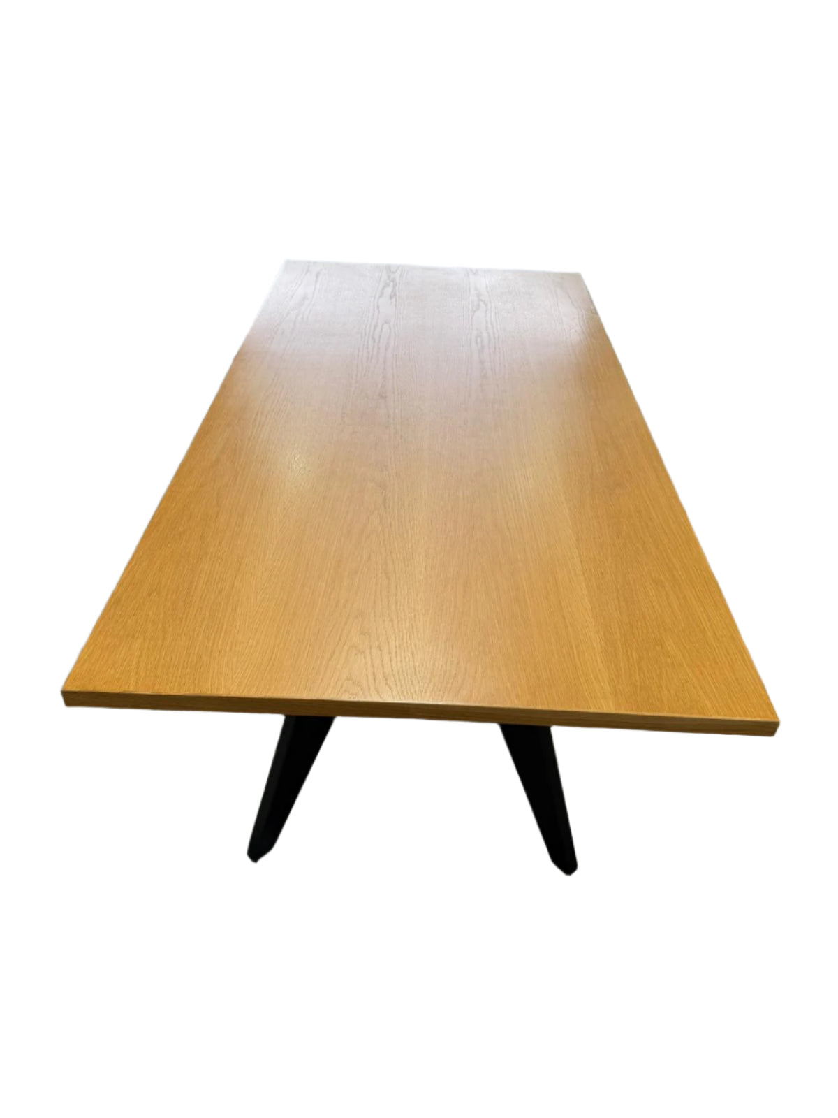 Contrast Timber Top with Black Tapered Leg Table