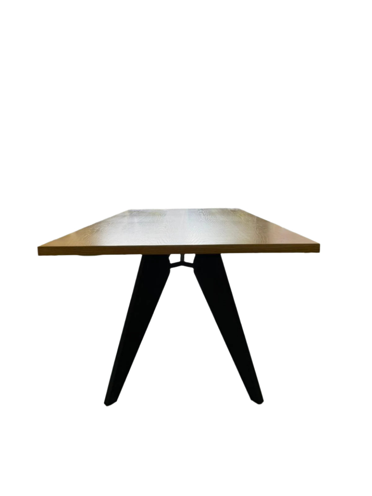 Contrast Timber Top with Black Tapered Leg Table