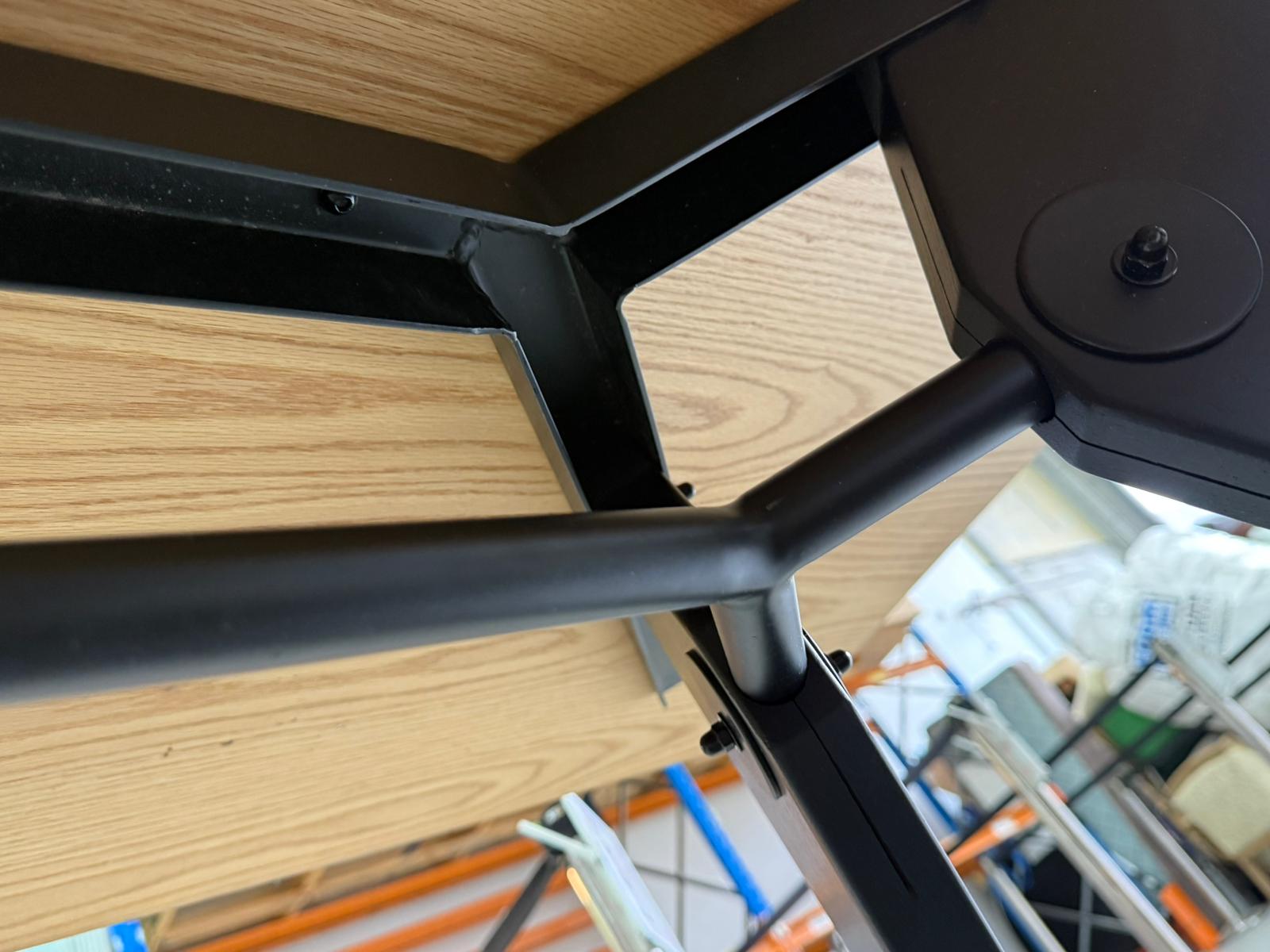 Contrast Timber Top with Black Tapered Leg Table