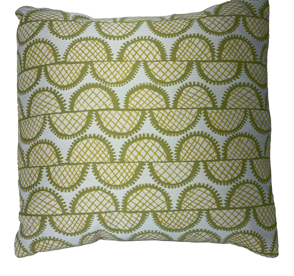Olive Green Scalloped Design Throw Cushion