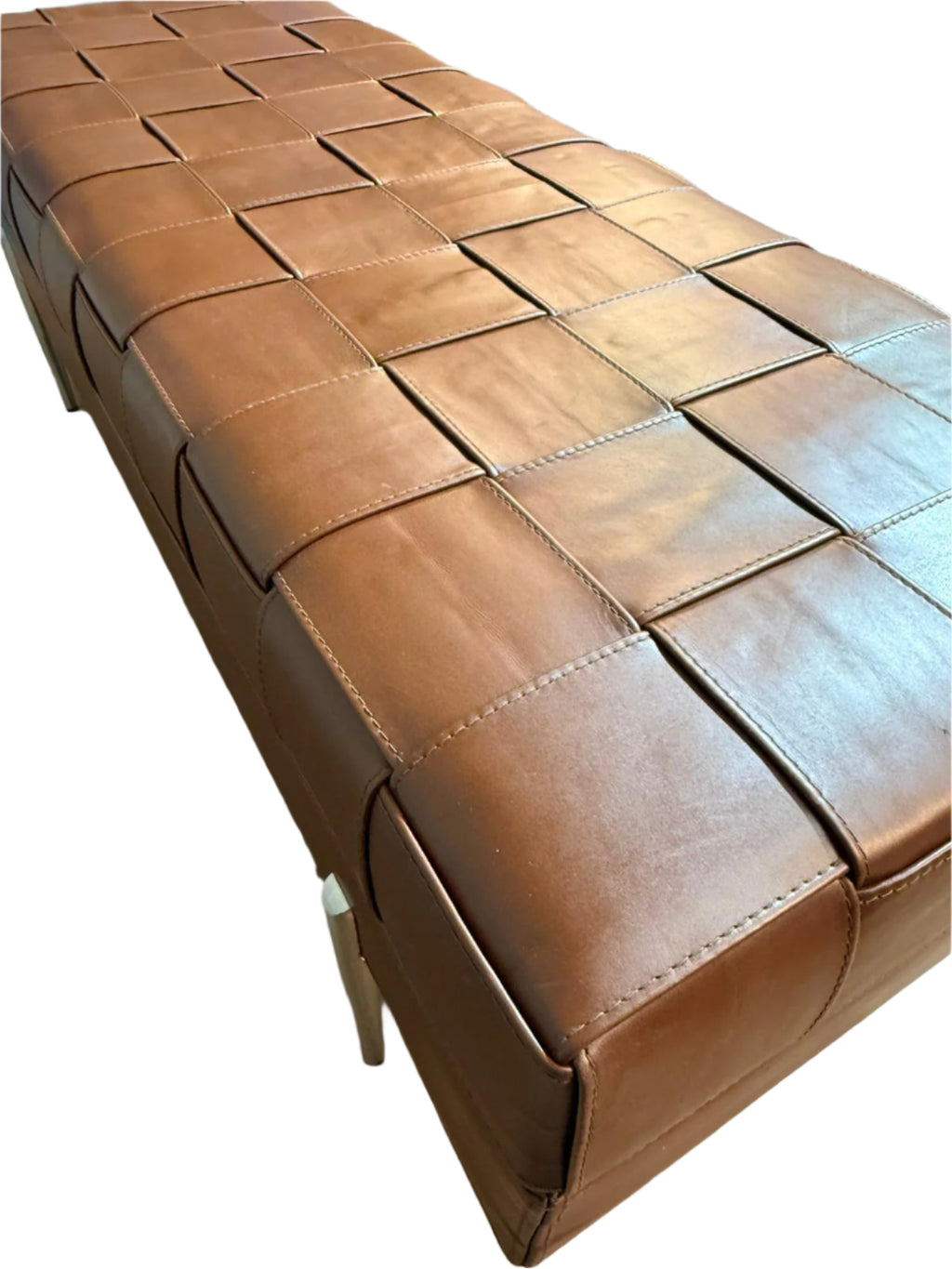 Custom Made Leather Ottoman by Brand Furniture