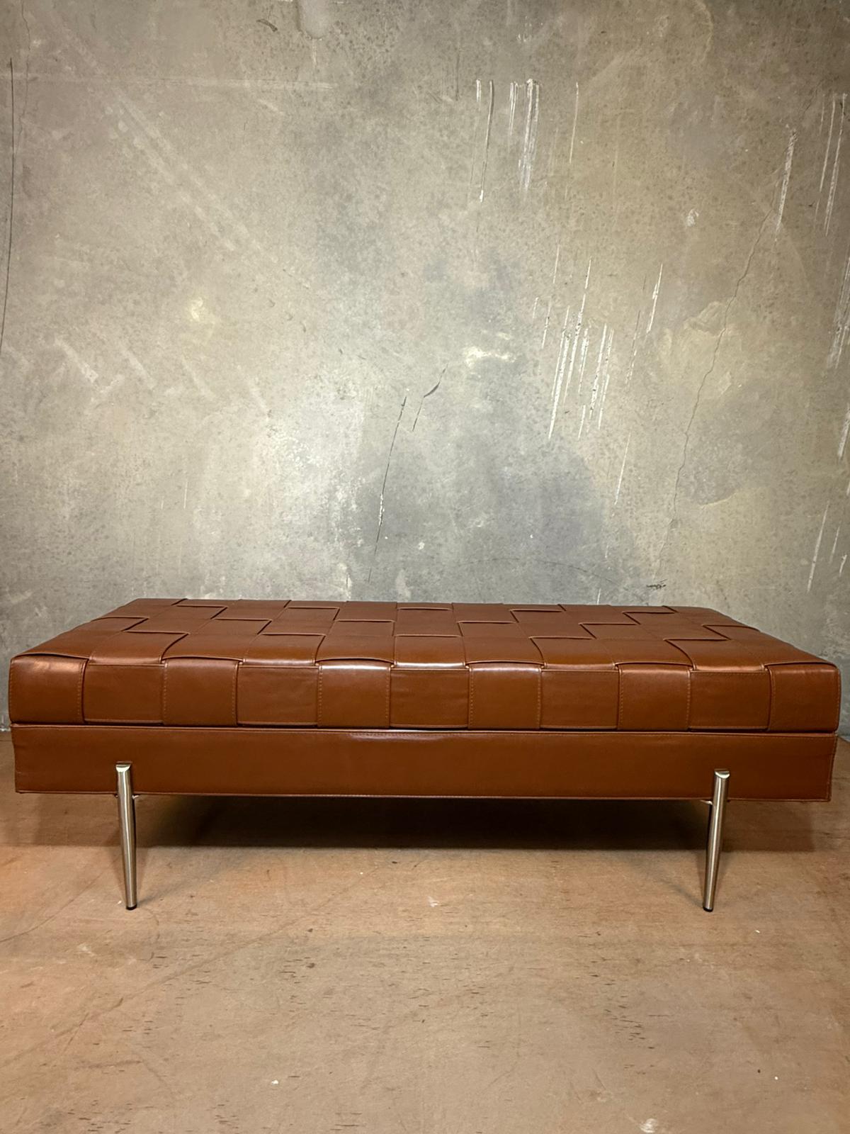 Custom Made Leather Ottoman by Brand Furniture