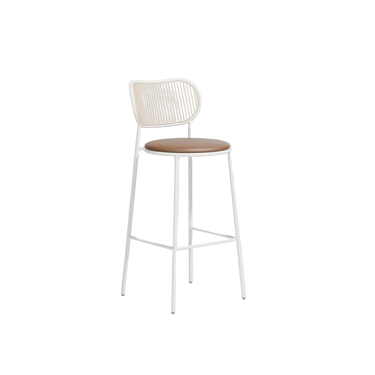 White Piper Bar Chair Upholstered Tan, DesignByThem