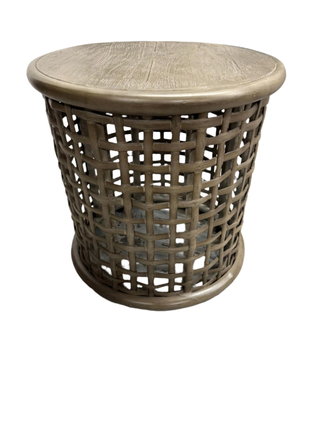 Rattan Hamptons Coastal Vintage Side Table
