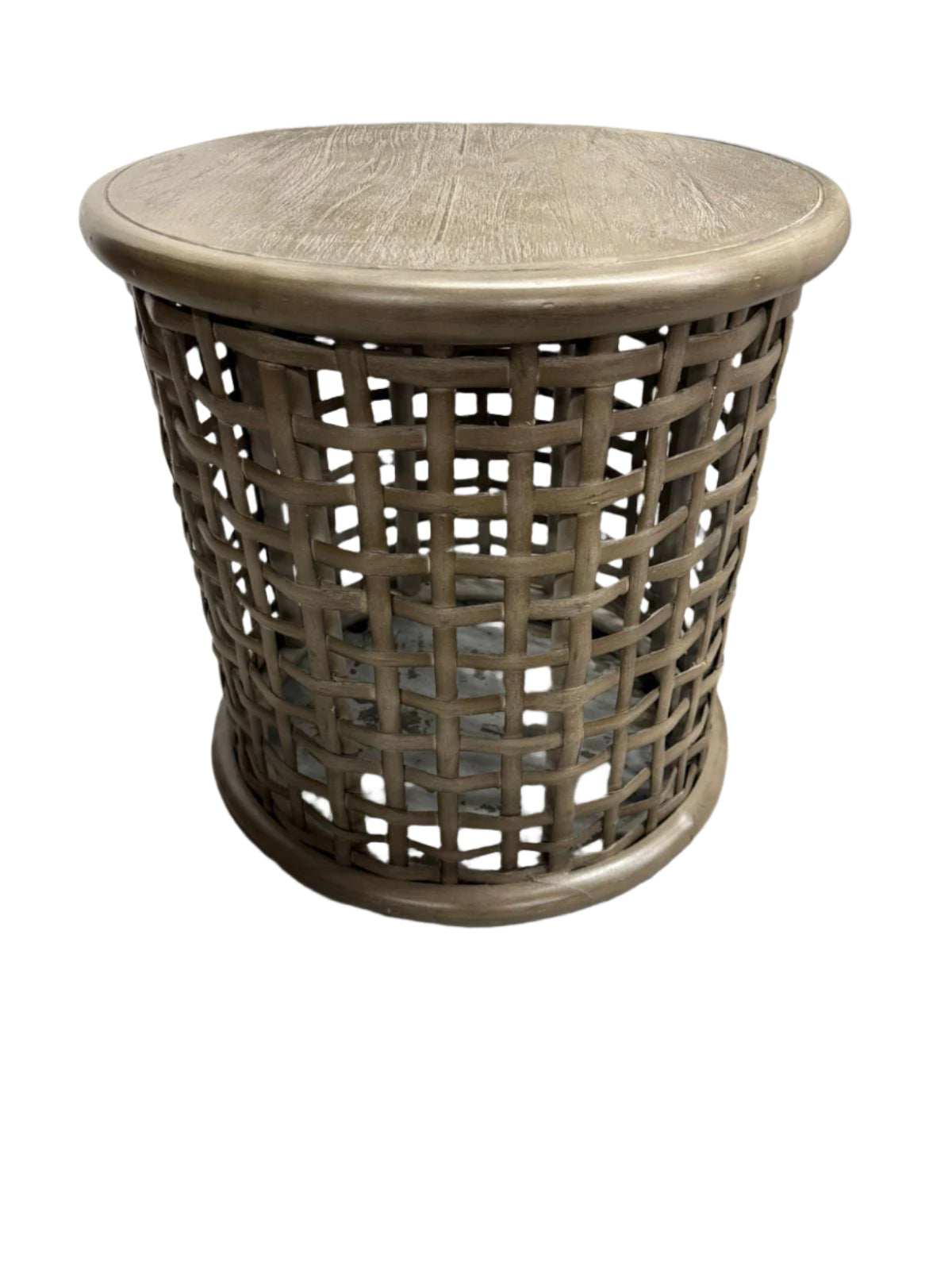Rattan Hamptons Coastal Vintage Side Table